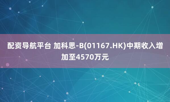 配资导航平台 加科思-B(01167.HK)中期收入增加至4570万元